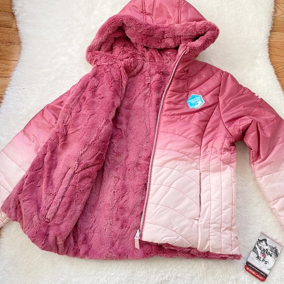 Swiss Alps Reversible Jacket, Dip-Dye Print, Insulated, Faux Fur, Water Resis... - Picture 5 of 9